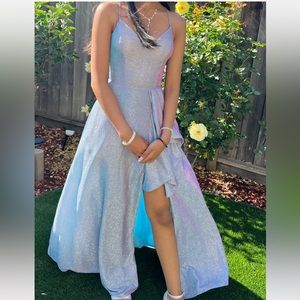 Prom dress sky blue glittery shimmer dress. Once worn brand new